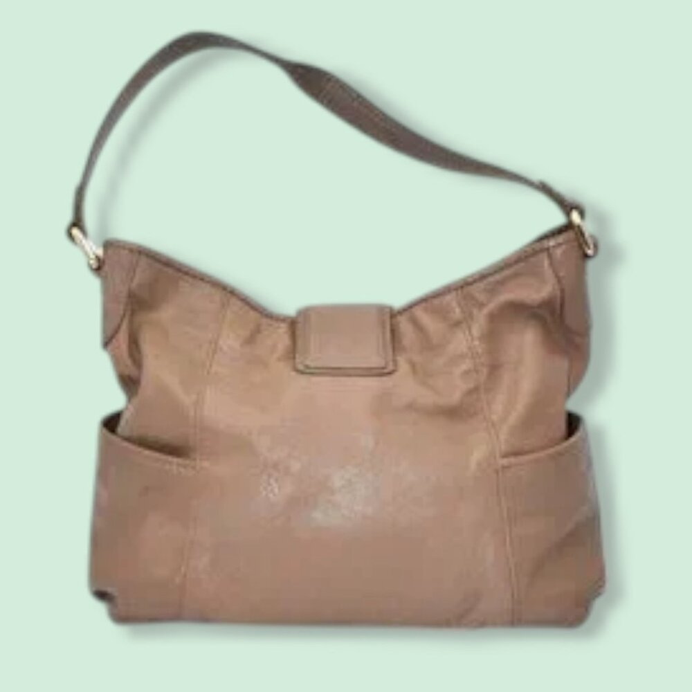 Michael Kors Leather Hobo Purse Shoulder Bag Tan - Picture 2 of 14